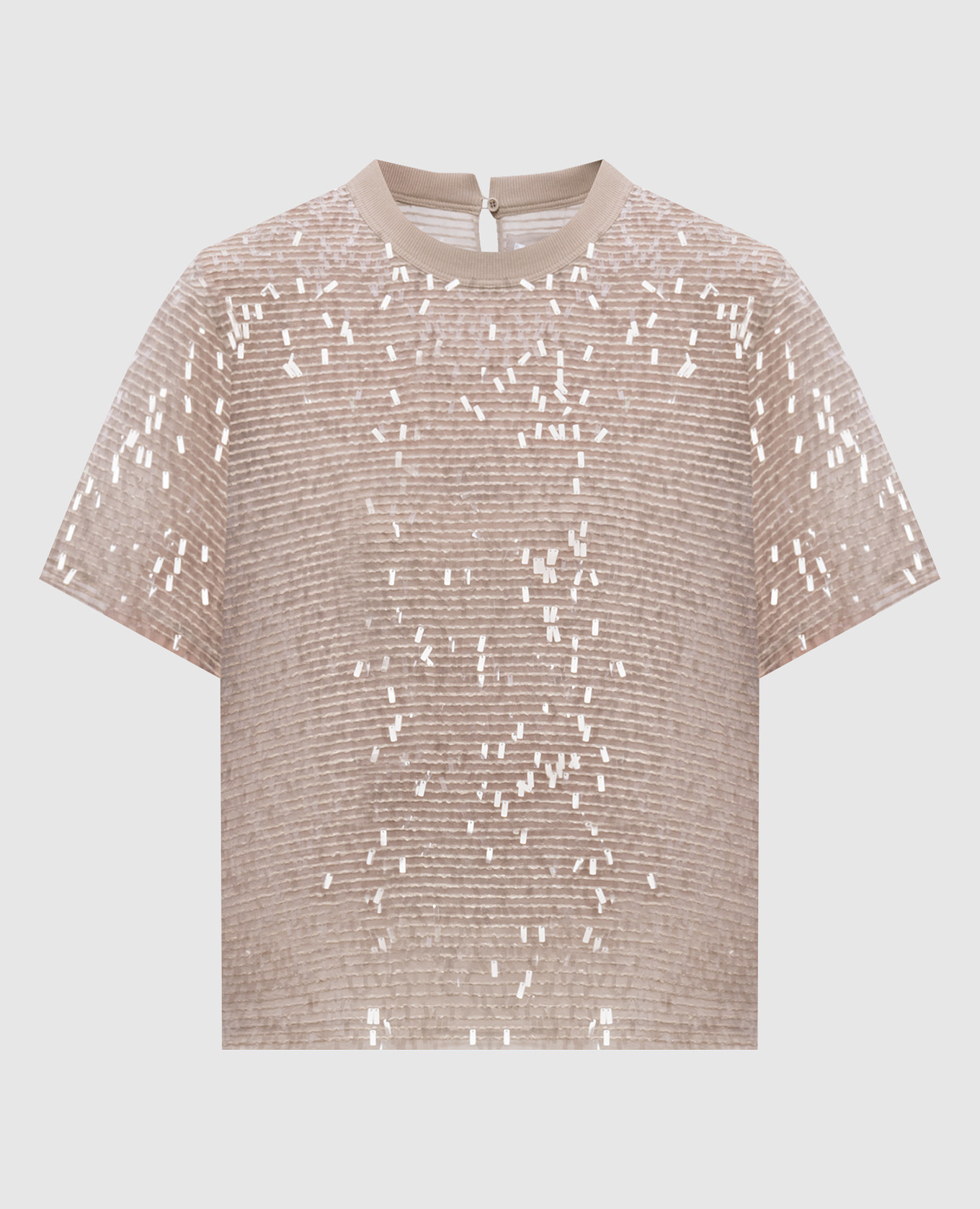 

Бежевый топ из шелка с пайетками, Топы