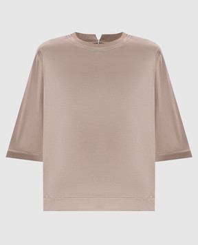 Peserico Коричнева блуза із шовку з ланцюжком моніль A068712372E