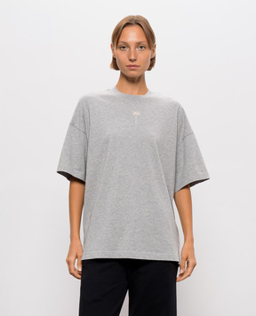 Palm Angels Серая меланжевая футболка с вышивкой логотипа PAWAA005JR003