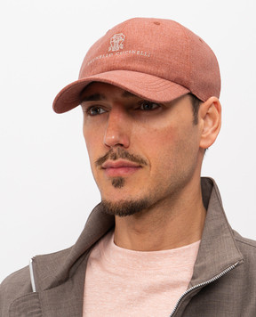Brunello Cucinelli Теракотова кепка з вовною та шовком MR4999850