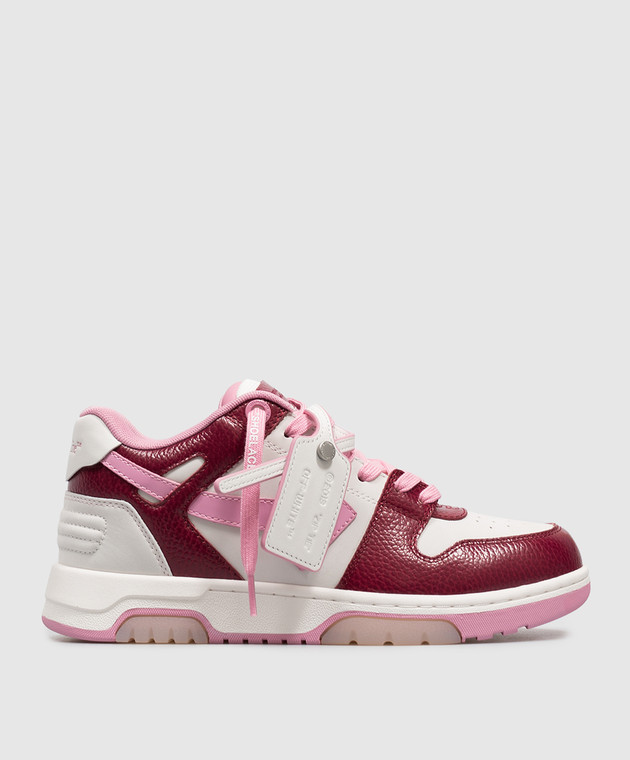 Off-White Бордові шкіряні кросівки Out Of Office OF05737655