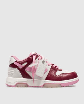 Off-White Бордові шкіряні кросівки Out Of Office OF05737655