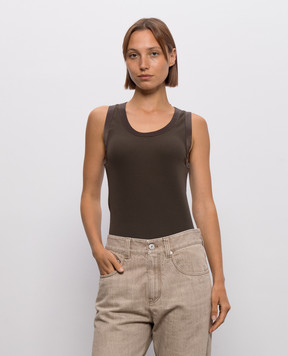 Brunello Cucinelli Коричневая майка MP952FD600