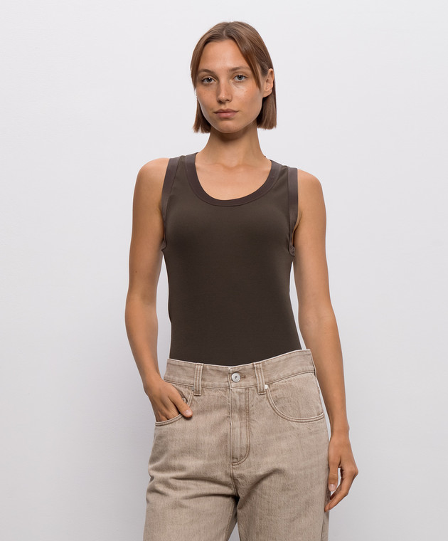 Brunello Cucinelli Коричневая майка MP952FD600 изображение 3