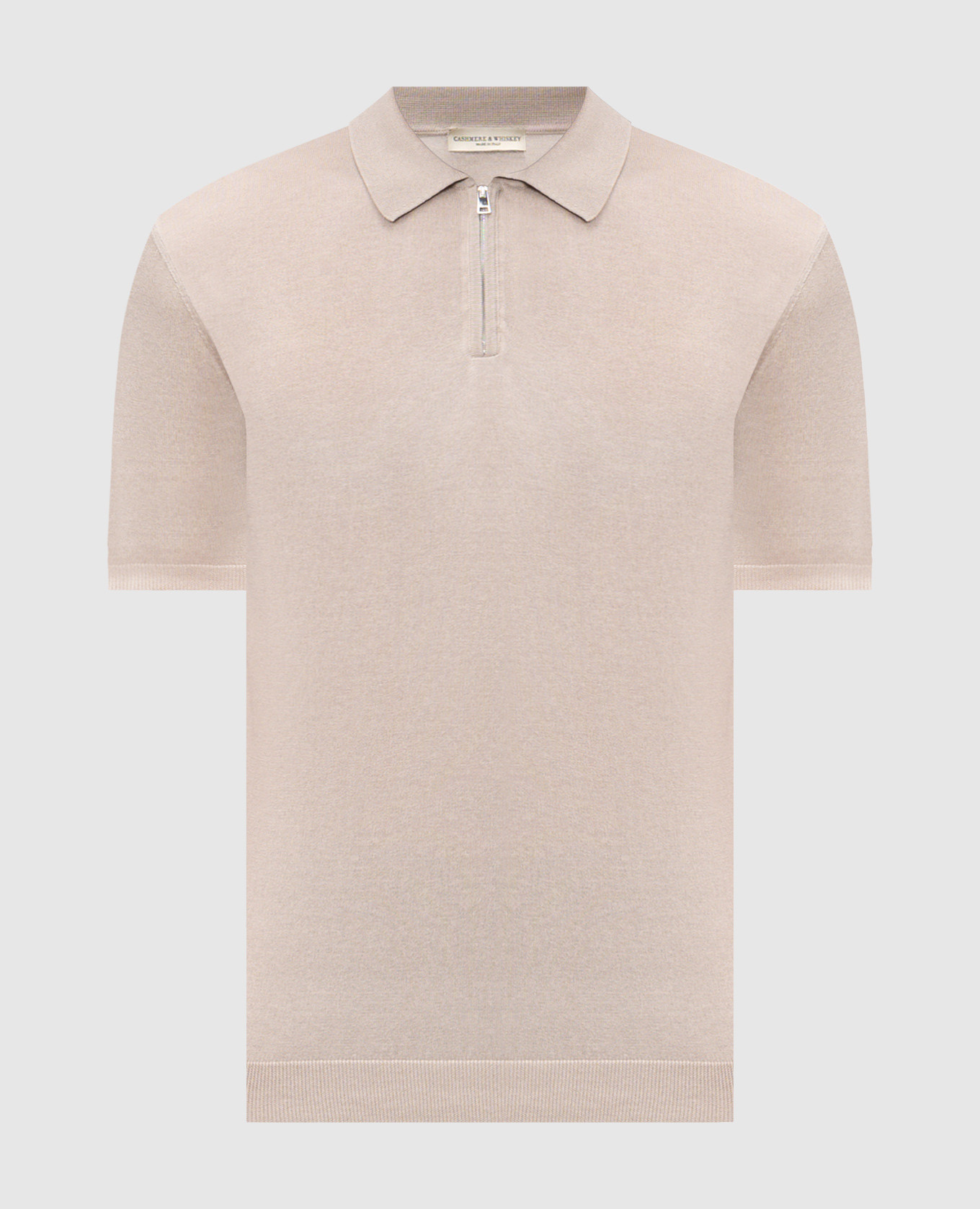 Бежевое поло с шелком