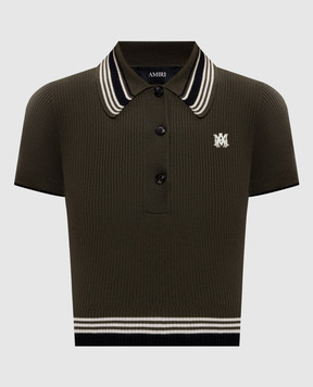AMIRI Поло цвета хаки в рубчик с шерстью AWTOKN1006