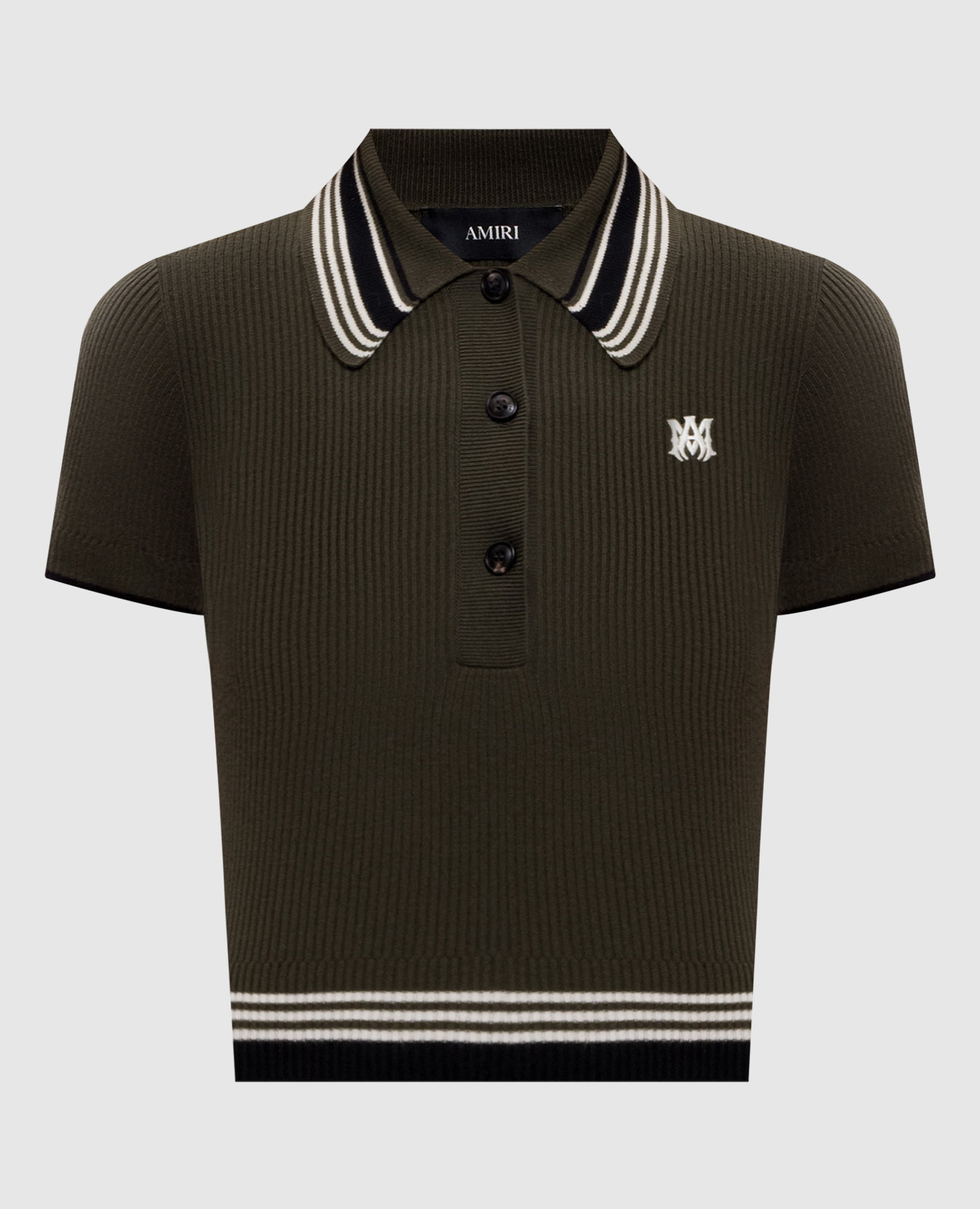 Поло цвета хаки в рубчик с шерстью