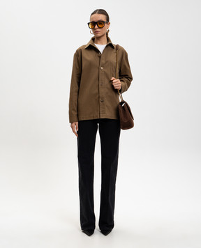Saint Laurent Коричневая рубашка Cassandre с льном 852696Y253W