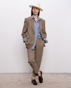 Brunello Cucinelli Коричневі штани з льоном MH126P7197