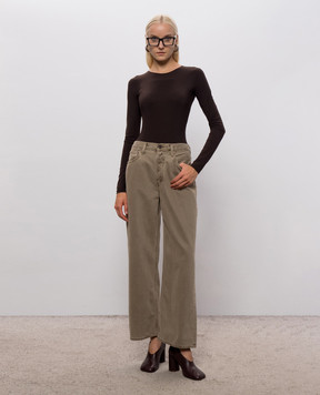 Maison Margiela MM6 Коричневе боді з емблемою S62NA0085S20518