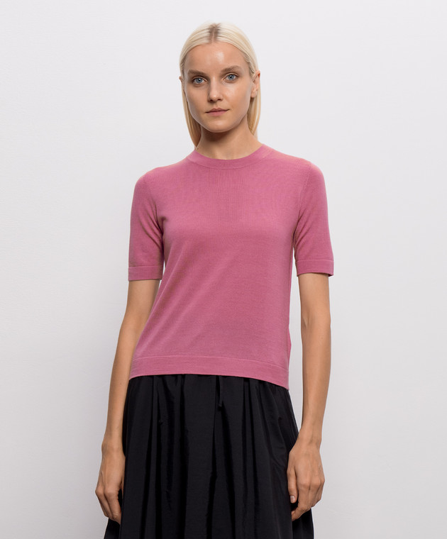 Max Mara Weekend Розовый топ TAPIOCA из шерсти, шелка и кашемира WKDTAPIOCA изображение 3
