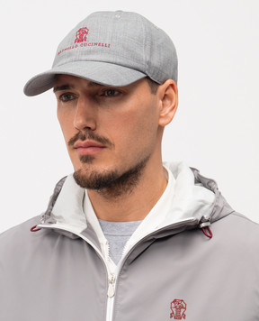 Brunello Cucinelli Сіра кепка з вовни з вишивкою логотипа M032P9850