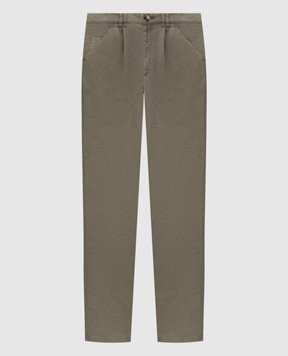 Brunello Cucinelli Брюки цвета хаки с льном MP44DH0690