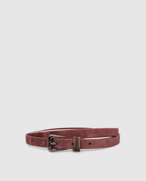 Brunello Cucinelli Бордовый замшевый пояс с цепочкой мониль M0DELC149P