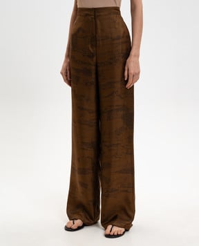 Max Mara Коричневі штани VASAIO із шовку MSTVASAIO