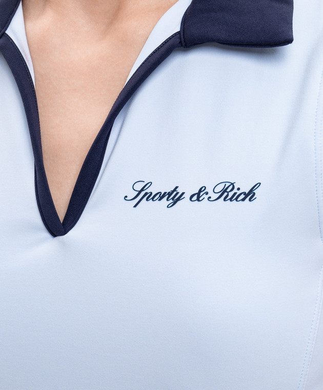 Sporty & Rich Голубой топ с воротником поло TO02475326BL143 изображение 5