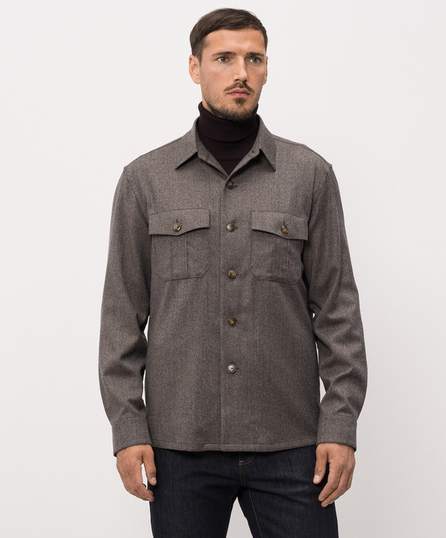 Canali Коричнева сорочка з вовни AR0347231019 зображення 3