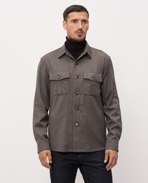 Canali Коричнева сорочка з вовни AR0347231019