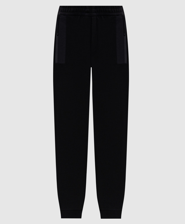 Moncler Черные спортивные брюки с фактурным логотипом L20918H0001189AZY