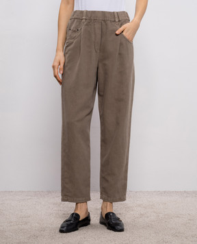 Brunello Cucinelli Коричневі джинси з льоном ML996P5566