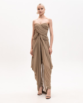 Balmain Бежевый комбинезон-бюстье с драпировкой GF0PW245JM05