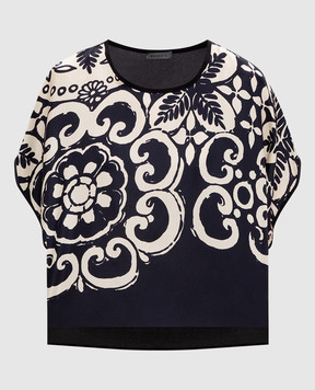 Maurizio Чорний топ із шовку в принт MZS6W08060481