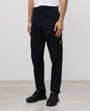 Stone Island Синие брюки карго с логотипом K2S153100032S0010