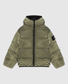 Stone Island Детская пуховая куртка цвета хаки с винтажным эффектом L2S164100011S047168