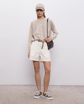 Brunello Cucinelli Бежевий джемпер з вовни, кашеміру та шовку M16230010