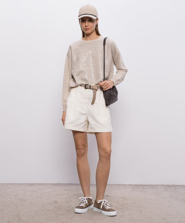 Brunello Cucinelli Бежевий джемпер з вовни, кашеміру та шовку M16230010 зображення 2