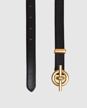 Balmain Чорний шкіряний ремінь Т з логотипом GN1WJ217LSAX