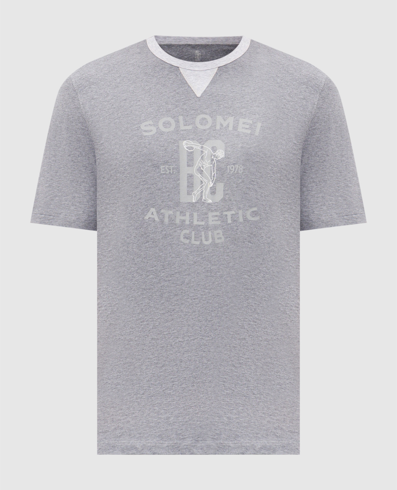 Серая футболка с брендовым принтом