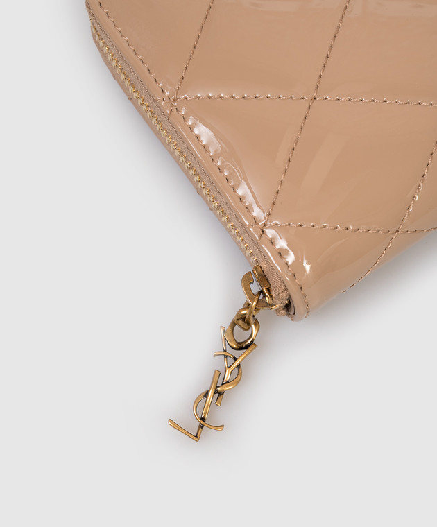 Saint Laurent Бежевое кожаное лакированное портмоне 862522AAGGC изображение 4
