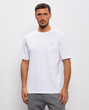 Brunello Cucinelli Белая футболка с принтом эмблемы M0B138440