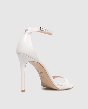 Stuart Weitzman Білі шкіряні лаковані босоніжки NUDIST SJ995