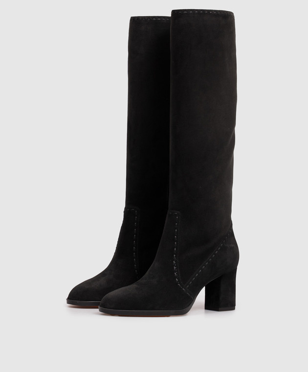 Santoni Черные замшевые сапоги WSDH72382NERNHHA изображение 2