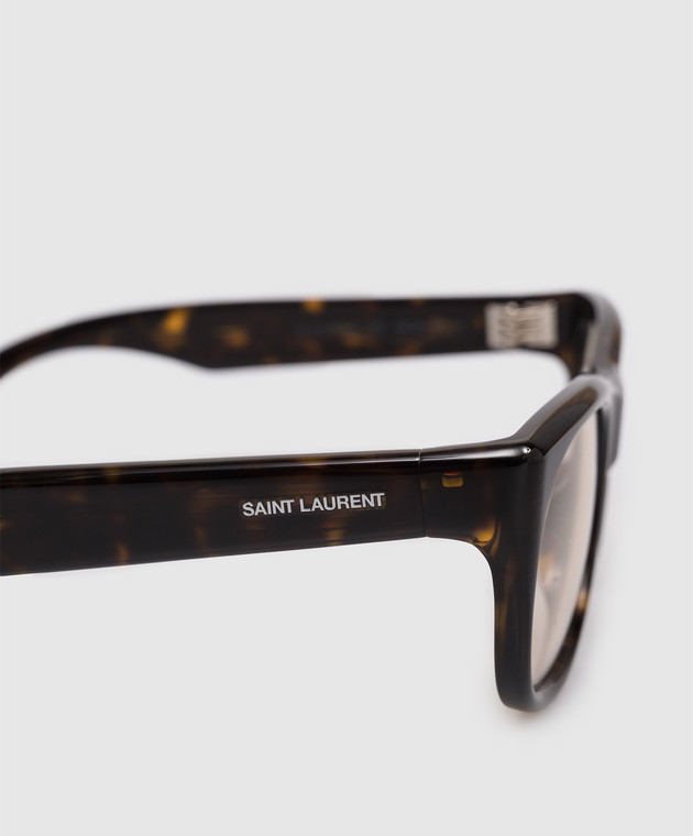 Saint Laurent Коричневые солнцезащитные очки 815 с эффектом черепахового панциря 832547Y9956 изображение 4