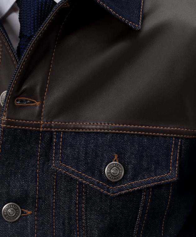 Brunello Cucinelli Синя джинсова комбінована куртка M233P6026 зображення 5