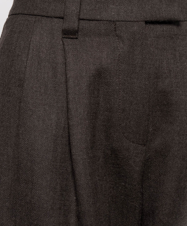 Brunello Cucinelli Темно-коричневые брюки с высокой посадкой MG550P9026 изображение 5
