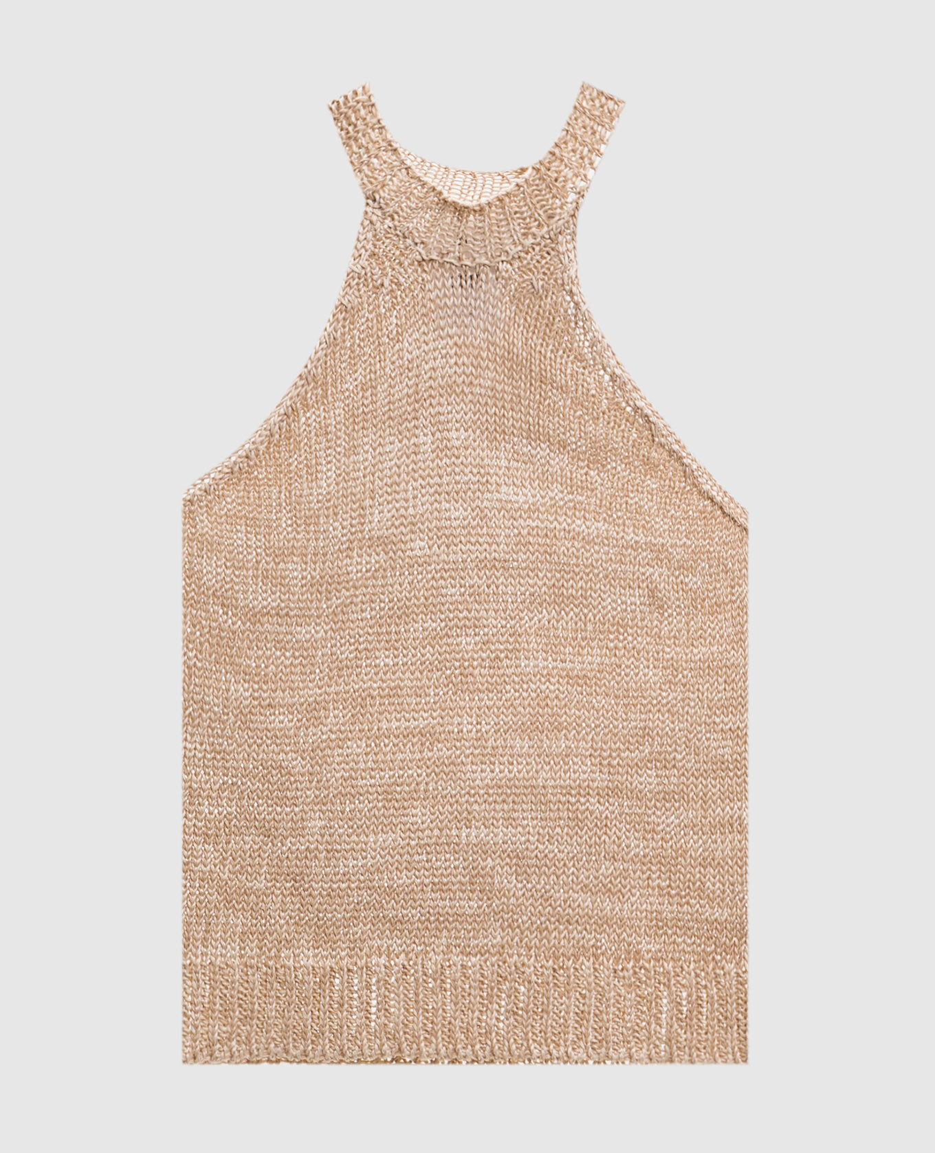 

Бежевый вязаный топ с льном, Топы