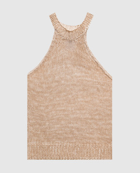 Solotre Бежевый вязаный топ с льном M3AB0003