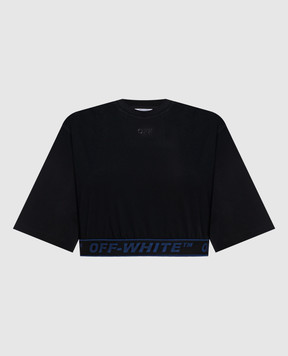 Off-White Чорна укорочена футболка 2FA00610T