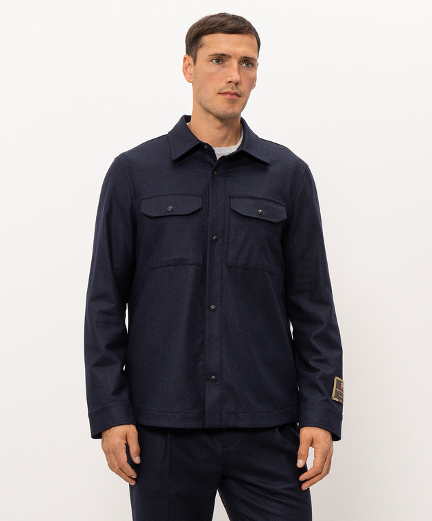 Cashmere&Whiskey Синя сорочка з вовни та кашеміру 07687R0775 зображення 3