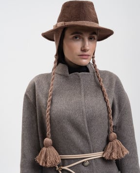 Agnona Коричневая шляпа из шерсти кролика с завязками AK1006YU1113