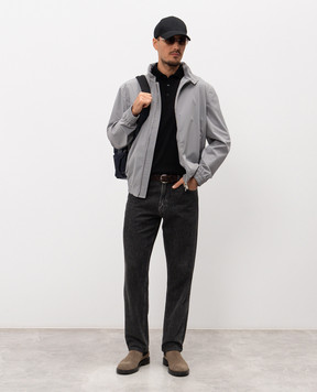 Brunello Cucinelli Черное поло с вышивкой эмблемы M29800195