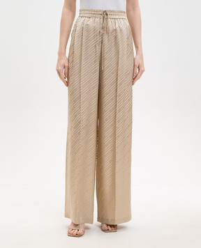 Jacob Lee Бежеві штани із шовку у візерунок WSP0076SS25GS