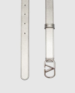 Valentino Сріблястий шкіряний ремінь Vlogo Signature 8W2T0SM7XUC