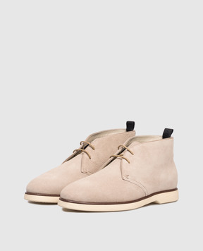 Zilli Бежевые замшевые дезерты с логотипом 0161sh