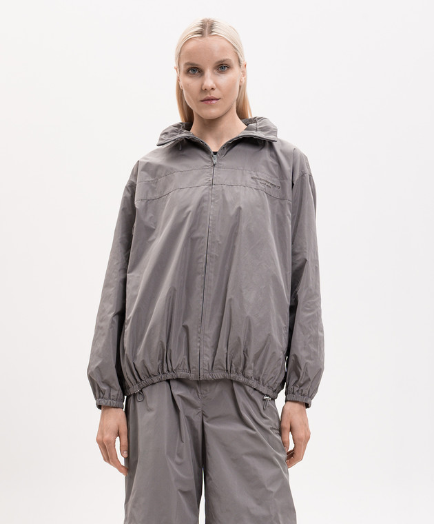 Alexander Wang Сіра вітровка з вишивкою логотипа 1WC3262771 зображення 3