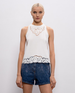 Twinset Білий топ з вишивкою рішельє 261TP2441